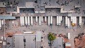 birds eye view of a car park