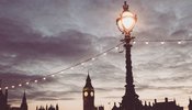 Streetlights in front of houses of parliament